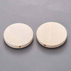 Antique White Wooden Beads, Undyed, Flat Round, Antique White, 24.5x5mm, Hole: 1.6mm, about 330pcs/500g