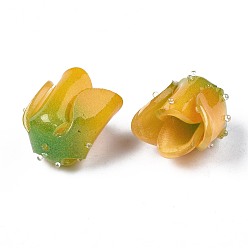 Goldenrod Plastic Beads, Flower, Goldenrod, 13~15x13.5~15x13.5~15mm, Hole: 0.8mm