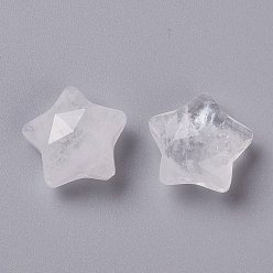 Cristal de cuarzo Encantos naturales de cristal de cuarzo, encantos de cristal de roca, estrella, facetados, 13~13.5x14~14.5x6~6.5 mm, agujero: 0.8 mm