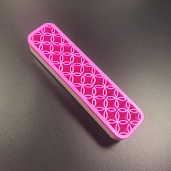 Deep Pink Plastic & Silicone Scissor Storage Holders, Scissor Rack, Multi-Use Brush Holder, Rounded Rectangle, Deep Pink, 210x35x50mm