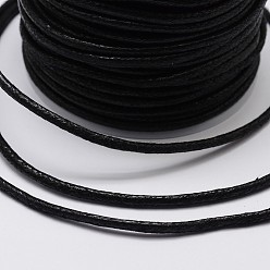 Черный Круглые плетеные шнуры вощеной хлопок, чёрные, 1.7 мм, около 10 ярдов / рулон
