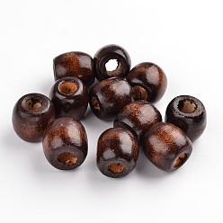 Coconut Brown Dyed Natural Wooden Beads, Drum, Lead Free, Coconut Brown, 16x17mm, Hole: 6~7mm, about 700pcs/1000g