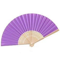 Violet Foncé Bambou avec éventail pliant en papier vierge, éventail en bambou bricolage, pour la décoration de danse de mariage de fête, violet foncé, 210mm