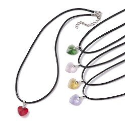 (52) Непрозрачная лаванда Ожерелья с подвесками в виде стеклянных сердечек ко Дню святого Валентина, с искусственной кожи шнуры, разноцветные, 17.52 дюйм (44.5 см)
