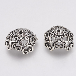 Argent Antique De style tibétain casquettes alliage de perles, apetalous, sans cadmium et sans plomb, argent antique, 18x18x9mm, trou: 1.5 mm, environ 320 pcs / 1000 g