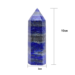 Lapislázuli Torre de puntos lapislázuli natural decoración de exhibición del hogar, varitas de piedra curativa, para reiki chakra terapia de meditación decos, hexágono prisma, 100x30 mm