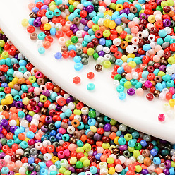 Color mezclado 8/0 perlas de cristal de la semilla, estilo mezclado, agujero redondo, rondo, color mezclado, 8/0, 3~3.5x2~3 mm, agujero: 1 mm, sobre 450 g / bolsa