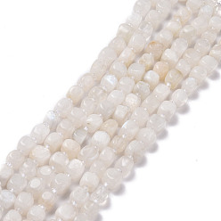 Rainbow Moonstone Natural Rainbow Moonstone Beads Strands, with Seed Beads, Square, 6~7x6~7x6~7mm, Hole: 1mm, about 45pcs/strand, 15.16 inch(38.5cm)~15.83 inch(40.2cm)