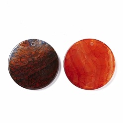 Crackle Agate Natural Crackle Agate Pendants, Dyed & Heated, Flat Round, 37.5~38x3.5~4mm, Hole: 1.8~2mm