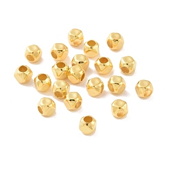 Oro 925 perlas de plata esterlina, hexágono, dorado, 3x3x3 mm, agujero: 1.5 mm, Sobre 147 unidades / 10 g