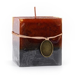 Dark Red Cuboid-shape Aromatherapy Smokeless Candles, with Box, for Wedding, Party, Votives, Oil Burners and Home Decorations, Dark Red, 7.1x7.1x7.65cm