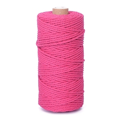Deep Pink 100M Round Cotton Braided Cord, for DIY Handmade Tassel Embroidery Craft, Deep Pink, 3mm, about 109.36 Yards(100m)/Roll