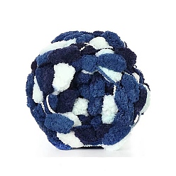 Marine Blue Gradient Color Polyester Pom Pom Chunky Yarn, Arm Knitting Yarn, Super Softee Thick Fluffy Jumbo Chenille Polyester Yarn, for Blanket Pillows Home Decoration , Marine Blue, about 27.34 Yards(25m)/Box
