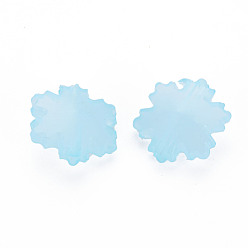 Bleu Ciel Clair Perles acryliques de gelée d'imitation , facette, flocon de neige, lumière bleu ciel, 15x14x6mm, Trou: 1.6mm, environ970 pcs / 500 g