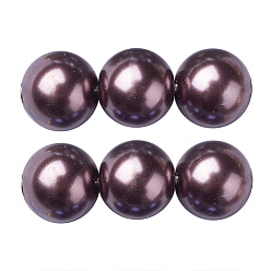 Sienna Eco-Friendly Dyed Glass Pearl Beads Strands, Grade A, Round, Cotton Cord Threaded, Sienna, 6mm, Hole: 1.2~1.5mm, about 70pcs/strand, 15.7 inch