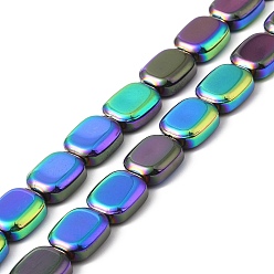 Colorful Electroplate Glass Bead Strands, Full Plated, Rectangle, Colorful, 12x10x4.5mm, Hole: 1mm, about 55pcs/strand, 25.98''(66cm)