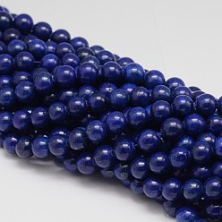 Lapis Lazuli Dyed Round Natural Lapis Lazuli Beads Strands, 8mm, Hole: 1mm, about 48pcs/strand, 15.5 inch