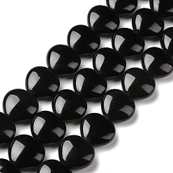 Obsidian Natural Obsidian Beads Strands, Heart, 19x20x10mm, Hole: 1.4mm, about 21pcs/strand, 16.34 inch(41.5cm)