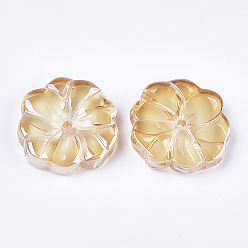 Gold Electroplate Glass Beads, Flower, Gold, 15.5x15x3.5mm, Hole: 1.2mm