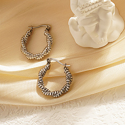 Stainless Steel Color Stainless Steel Thick Twist Hoop Earrings, for Women, Stainless Steel Color, 24mm