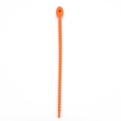 Tomato Silicone Cable Ties, Tie Wraps, Reusable Zip Ties, Tomato, 214x13.5x12mm, Hole: 3mm