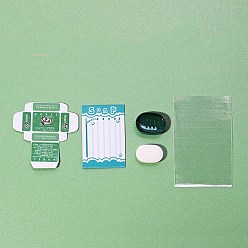 Dark Green Miniature DIY Soap Packing Kits, Micro Dollhouse Ornaments, Simulation Prop Decorations, Dark Green, 10~49x14~31x4mm, 5pcs/set
