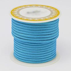 Light Sky Blue Braided Polyester Cords, Round, Light Sky Blue, 3mm, about 8.74 yards(8m)/roll