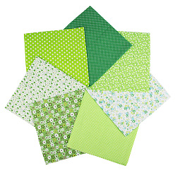 Vert Clair Tissu en coton imprimé, pour patchwork, couture de tissu au patchwork, matelassage, carrée, vert clair, 25x25 cm, 7 pièces / kit