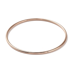 Rose Gold Ion Plating(IP) 304 Stainless Steel Simple Plain Bangle for Women, Rose Gold, Inner Diameter: 2-3/8 inch(6cm)