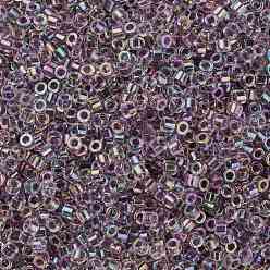 Pourpre Perles de rocaille cylindriques, taille uniforme, couleurs transparentes arc, pourpre, 2x1.3~1.5mm, Trou: 0.8~1mm, environ 80000 pcs / sachet , 450 g / sac