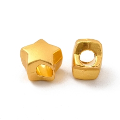 Mate Dorado Color Abalorios de aleación, estrella, color dorado mate, 9.5x10x7 mm, agujero: 3.7 mm