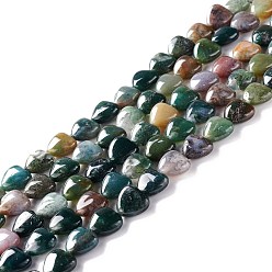 Imperial Jasper Natural Indian Agate Beads Strands, Heart, 12.5x12.5x6mm, Hole: 1mm, about 33pcs/strand, 15.55''(39.5cm)