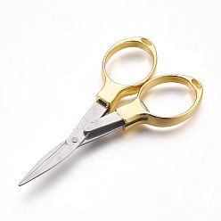 Золотой Карманные ножницы из нержавеющей стали, складные очки в форме рыболовных ножниц, золотые, 9.6x5.1x0.9 см