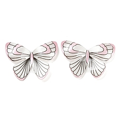 Pink Cabochons en résine, papillon, pour la fabrication de bijoux, rose, 26x31.5x3.7mm