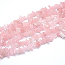 Розовый Кварц Природного розового кварца нитей бисера, чипсы, 8~20x8~18 мм, отверстие : 1 мм, о 31.5 дюйме