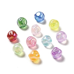 Couleur Mélangete Perles acryliques transparentes, de couleur plaquée ab , ronde irrégulière, couleur mixte, 17.5x17.5mm, Trou: 3mm, environ167 pcs / 500 g