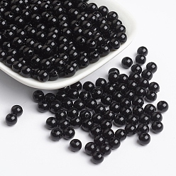 Black Opaque Acrylic Beads, Round, Black, Size: about 6mm in diameter, hole: 1mm, about 4000pcs/500g