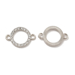 Platine Breloques de connecteur en alliage avec strass en cristal, liens en anneau, nickel, platine, 16x23x2.5mm, Trou: 2.4mm