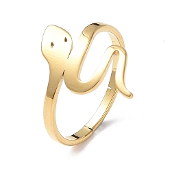 Oro Chapado en iones (ip) 304 anillo ajustable de serpiente de acero inoxidable para mujer, dorado, diámetro interior: 16.8 mm
