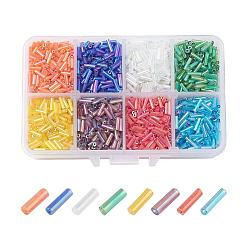 Mixed Color Glass Bugle Beads Sets, Mixed Color, 6x1.8mm, Hole: 0.6mm, about 103g/box