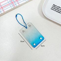Bleu Ciel Foncé Mini porte-clés blocs de briques acryliques transparents de couleur dégradée, porte-clés cadre photo à ventouse magnétique avec chaînes à boules, rectangle, bleu profond du ciel, 6x4 cm