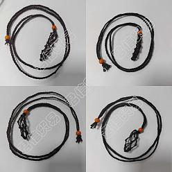 Mixed Color 8Pcs 4 Style Adjustable Braided Waxed Cord Macrame Pouch Necklace Making, Interchangeable Stone, with Wood Beads, Mixed Color, 88~90cm, 2pcs/style