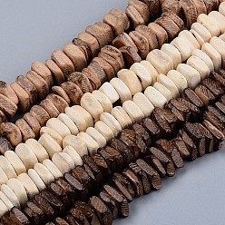 Color mezclado Perlas de coco hebras, cuentas cuadradas de heishi, color mezclado, 6~8x2~6 mm, agujero: 1.6 mm, sobre 110 unidades / cadena, 15.75 pulgada (40 cm)