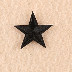 Negro Tela de bordado computarizada para planchar / coser parches, accesorios de vestuario, apliques, estrella, negro, 3x3 cm