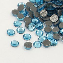 Aquamarine Glass Hotfix Rhinestone, Grade AA, Flat Back & Faceted, Half Round, Aquamarine, SS16, 3.8~4.0mm, about 1440pcs/bag