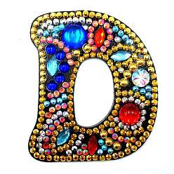 Letter D DIY Colorful Initial Letter Keychain Diamond Painting Kits, Including Acrylic Board, Bead Chain, Clasps, Resin Rhinestones, Pen, Tray & Glue Clay, Letter.D, 60x50mm
