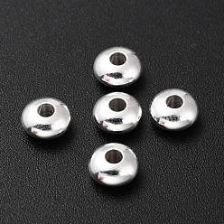 925 Sterling Silver Plated Brass Beads, Long-Lasting Plated, Rondelle, 925 Sterling Silver Plated, 6x3mm, Hole: 1.8mm