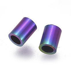 Rainbow Color Revestimiento iónico (ip) 304 perlas de tubo de acero inoxidable, color del arco iris, 4x3 mm, agujero: 2 mm