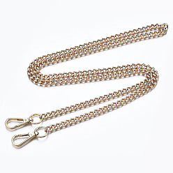 Light Gold Bag Chains Straps, Iron Curb Link Chains, with Alloy Swivel Clasps, for Bag Replacement Accessories, Light Gold, 1200x8mm
