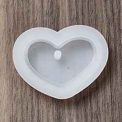 Cœur Moules en silicone pendentif bricolage, moules en résine, pour la résine UV, fabrication de bijoux en résine époxy, cœur, 41x54x8.5mm, Trou: 4mm